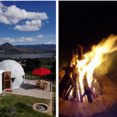 Desconexión en Glamping con Fogata frente al lago Tominé 1