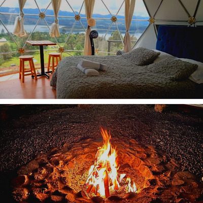 Despertar frente al lago en Glamping económicos cerca a Bogotá