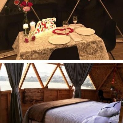 Glamping con fogata y cena