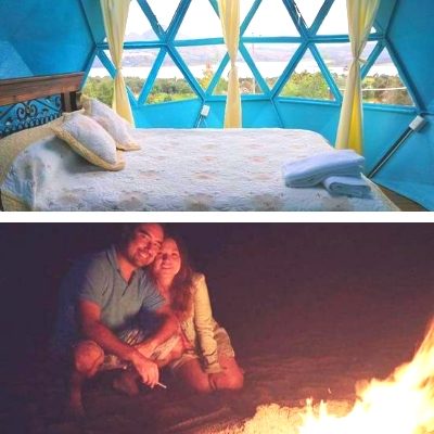 glamping económico Cundinamarca con vista al lago y fogata